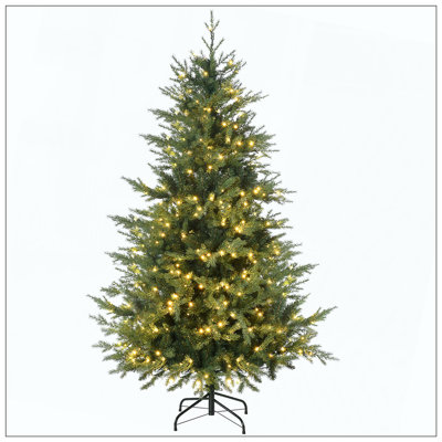 Arbre de Noël artificiel pré-éclairé avec 2328 branches, 400 lumières DEL blanc chaud, ouverture automatique, 8 modes d'éclairage