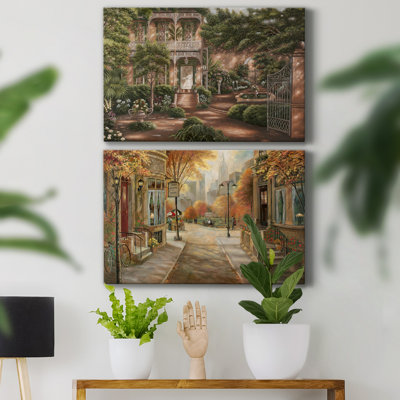 Jane's Courtyard II - ensemble de 2 peintures sur toile tendue