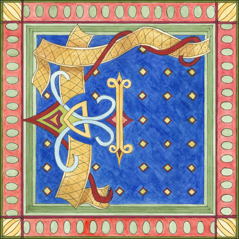 Ornamental "F" - Wrapped Canvas Art Prints, 30cm H x 30cm W x 3.8cm D