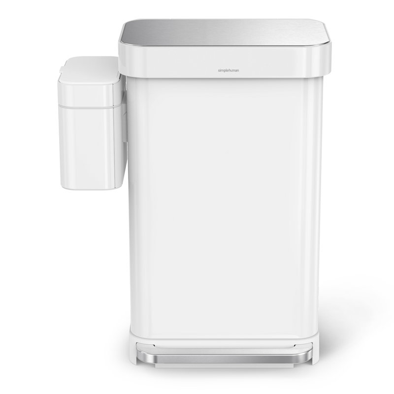 simplehuman 4 Litre / 1.06 Gallon Compost Caddy, Detachable and Countertop Bin Trash Can, White