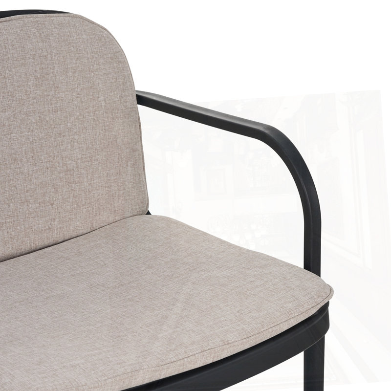 Luna Outdoor PP Club Chair, Black Frame With Beige Cushion, Set Of 2, Beige Cushion/Black Frame