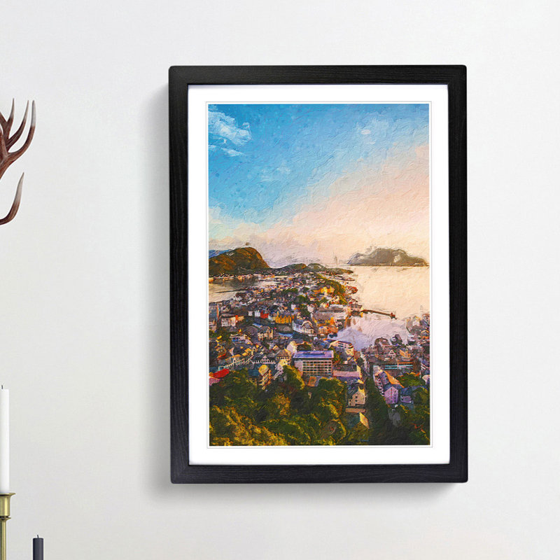 Alesund In Norway - Single Picture Frame Print, Black Framed, 45cm H x 33cm W x 2cm D