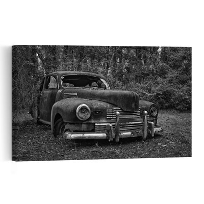 Voiture rétro oubliée, classique, rétro, forêt, nature, affiche murale