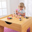 Table d'activité réversible en bois avec 195 briques de construction - gris et naturel-23080751