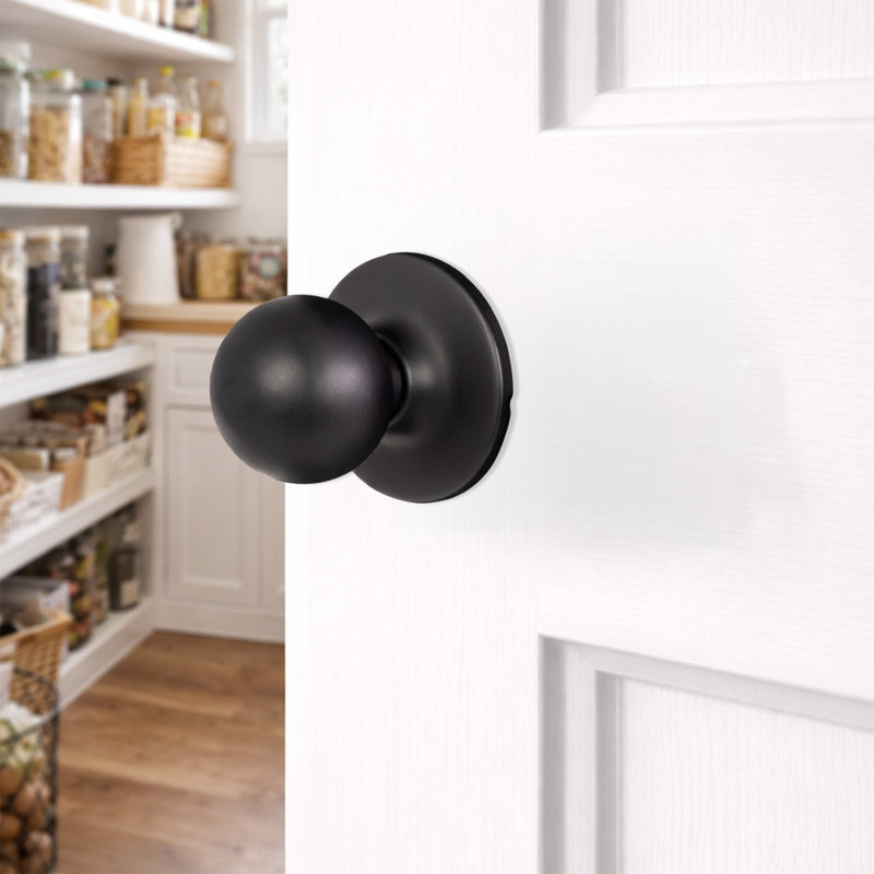 Ball Polished Brass Dummy Door Knob, Matte Black