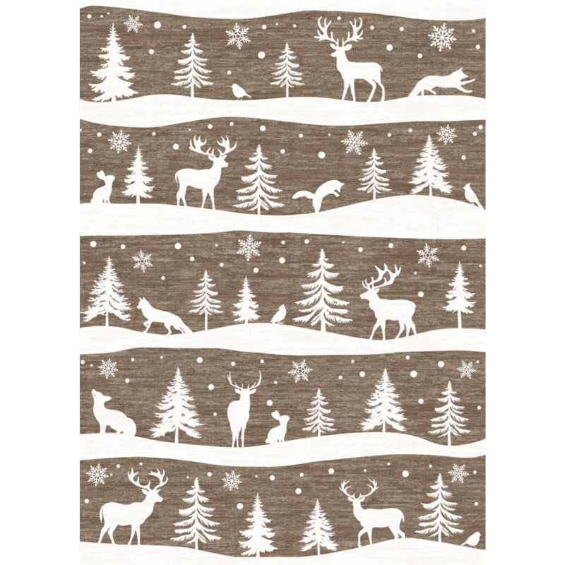 Christmas Non-Slip Area Rug for Living Room – Low Pile Washable Mat with Xmas Tree, Reindeer & Snowflake – Soft Holiday Home Decor for Bedroom, Dining Room