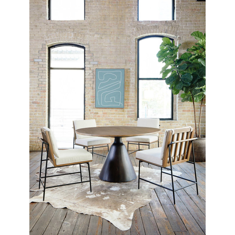 Bronx Round Dining Table, Light Brushed Parawood/Dark Brown
