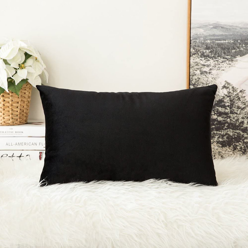 Payson lumbar pillow cover, Black, 12" H x 20" W