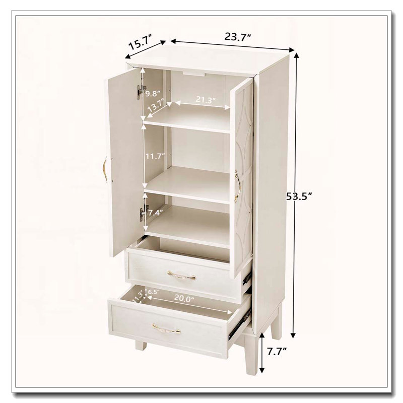 Armoire de rangement pour garde-manger de 53,5 po de hauteur, buffet moderne Mid-Century, armoire de rangement rétro avec portes et tiroirs pour le hall d'entrée, le salon, la cuisine et le garage