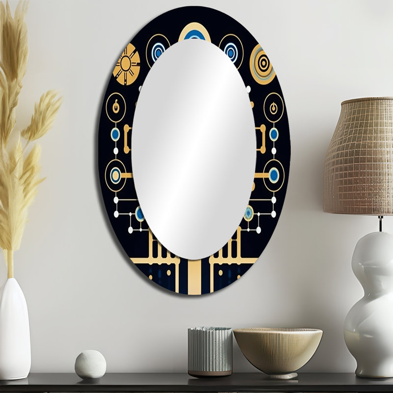 Future Geometry Awakening Of Awareness III - Modern Oval Wall Mirror, 36" x 24"