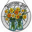 Panneau de vitrail en forme de pot de jonquille 12 "H 12"-1835422665