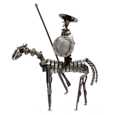 Statue en métal recyclé don quixote art Franz