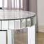 Table ronde à miroir avec incrustation de cristal, petit canapé moderne à 2 couches avec espace de rangement, table décorative argentée convenant au salon, à la chambre à coucher, au café et aux petits espaces