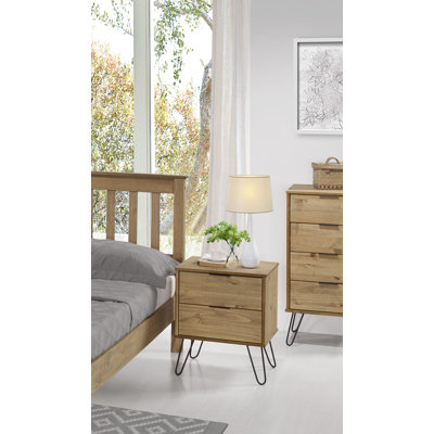 Estaugh 2 Drawer Bedside Table, Industrial Design
