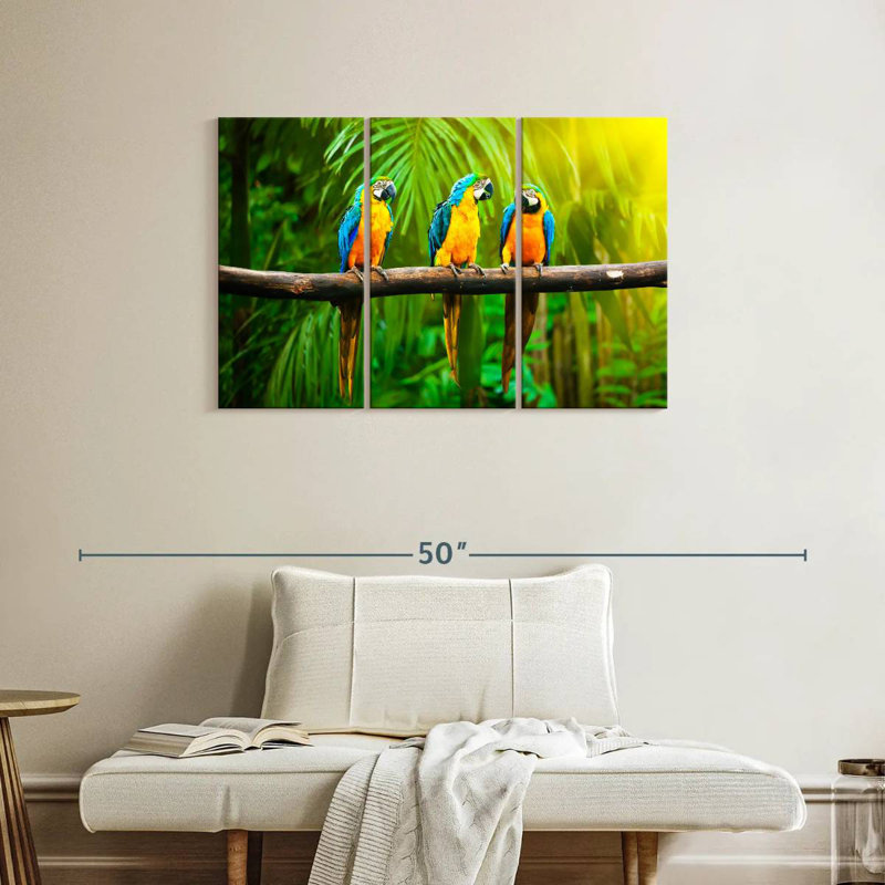 Brampt Blue And Yellow Macaws, 24" H x 38" W