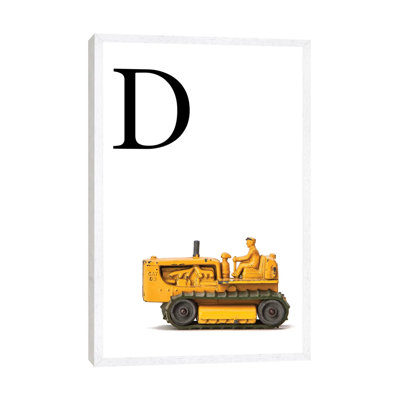 D Bulldozer Yellow White Letter - Print on Canvas