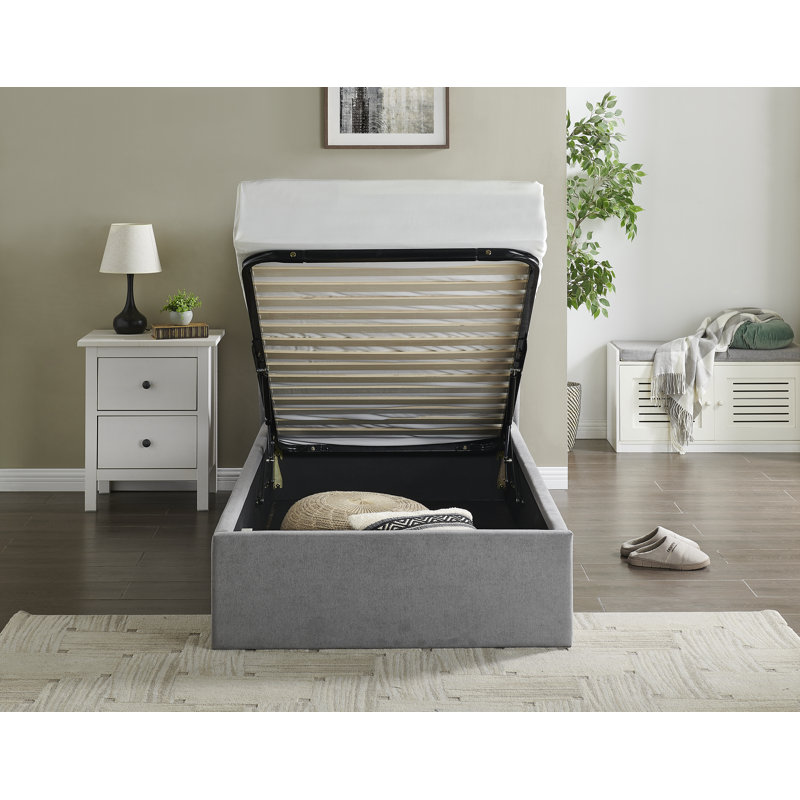 Campbell Upholstered Ottoman Storage Bed, Single (3'), Natural