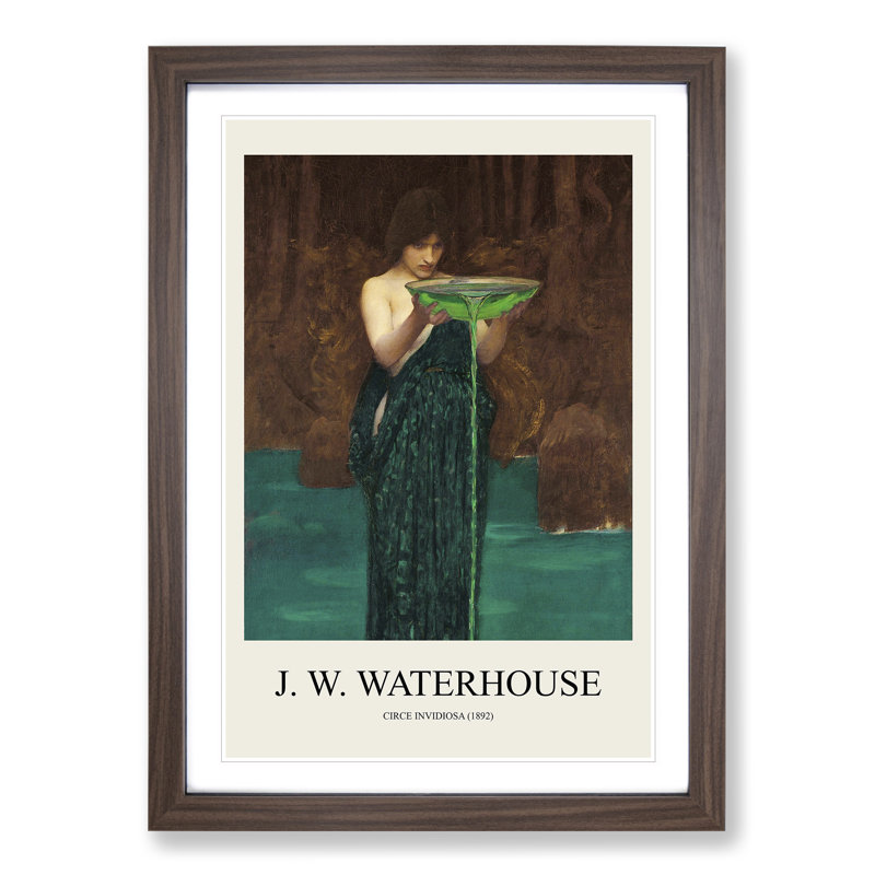 Circe Invidiosa by John William Waterhouse - Picture Frame Art Prints, 65cm H x 48cm W x 2cm D, Walnut