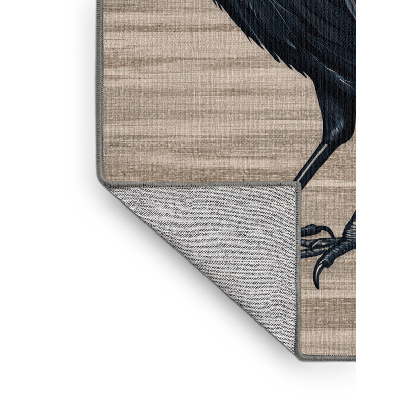 Washable Common Grackle Birds Area Rug, Square 5'