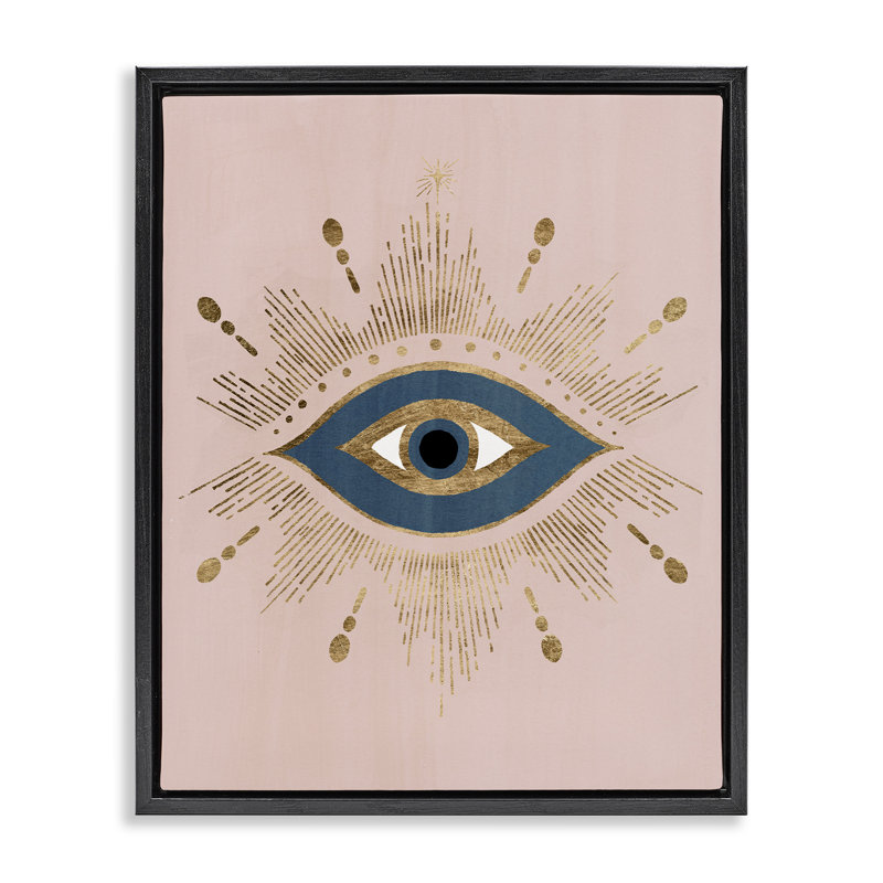 Motif bohème «Evil Eye Glam», H 21 po x l 17 po, Cadre flottant noir de jais