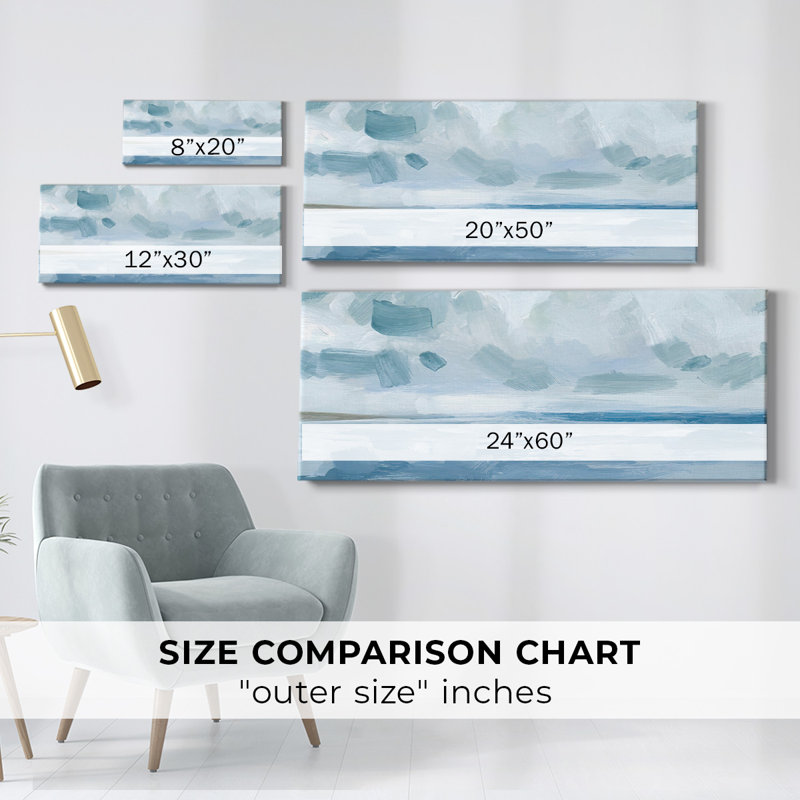 «Calm Seascape I», reproduction sur toile, H 12 po x l 30 po x P 1,5 po