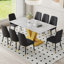 Ensemble de table et de chaises. Ensemble de table de salle à manger en verre trempé blanc de style montagne de luxe moderne de 71 po x 35,4 po avec 8 chaises en polyuréthane noir. Apportez une expérience de maison confortable à la cuisine, à la chambre à coucher.-394732140-394732142