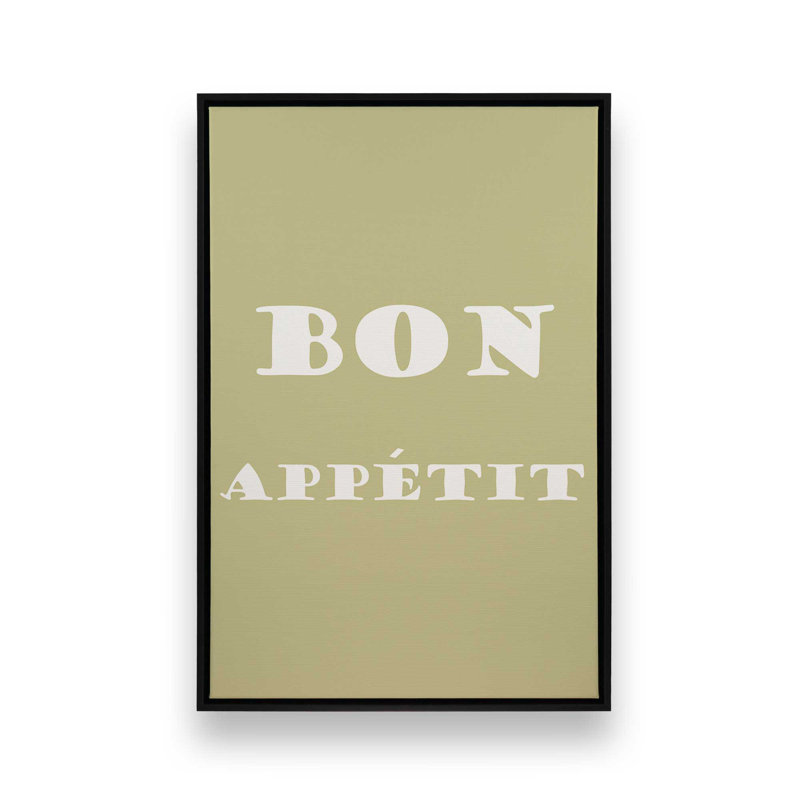 Bon Appetit, reproduction sur toile encadrée, H 18,75 po x l 12,75 po, Noir satiné
