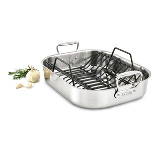 Ovente Kitchen Oval Roasting Pan 16 Inch Stainless Steel Baking Tray with  Lid & Rack, Dishwasher Safe Portable Roaster for Oven Cooking Grilling