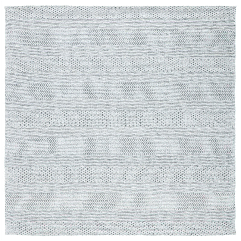 Elegant Handwoven Marbella 7' Square Gray Geometric Wool-Blend Rug