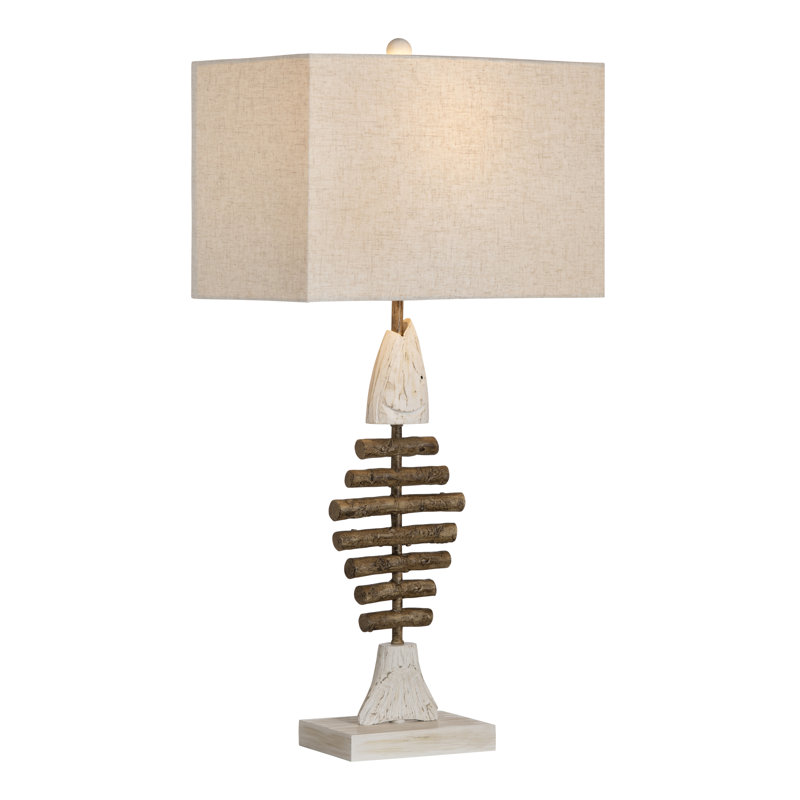 Lampe de table 30 "en résine avec abat-jour brun clair