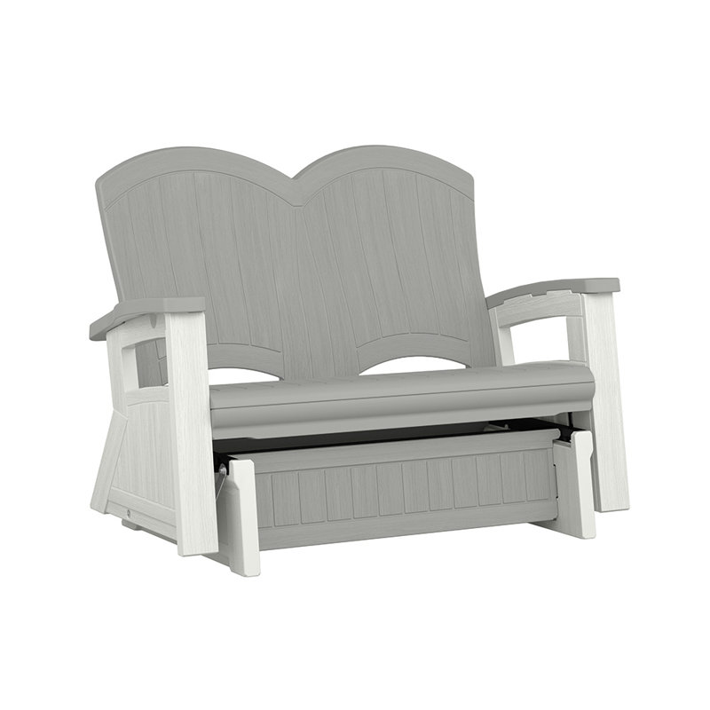 White and Peppercorn Plastic Adirondack Glider Chair