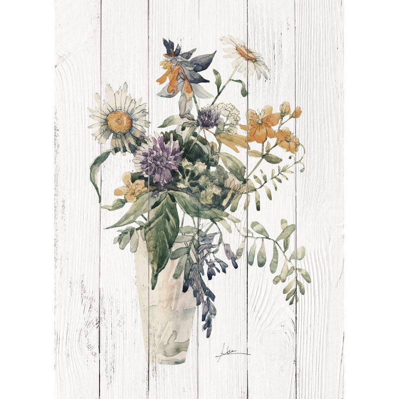 «Wildflower Simplicity - Rustic Floral Vase», art mural, H 16 po x l 12 po