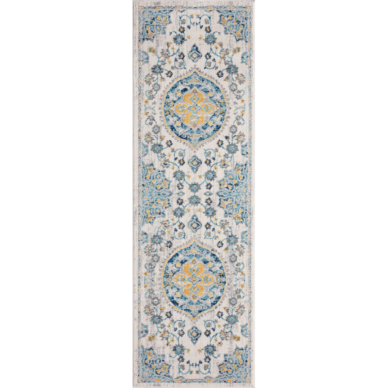 Tapis oriental ivoire / ivoire Cambell, Tapis de couloir : 2 pi 2 po x 7 pi 3 po