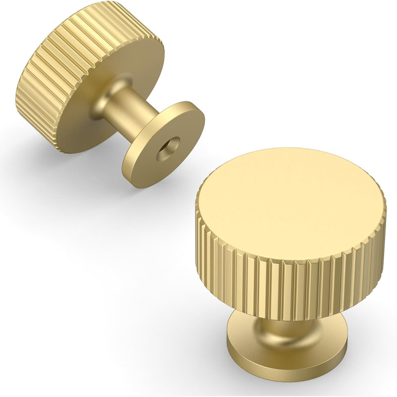 10 Pack Brushed Gold Cabinet Knobs Single Hole Cabinet Pulls 1 Inch Drawer Knobs