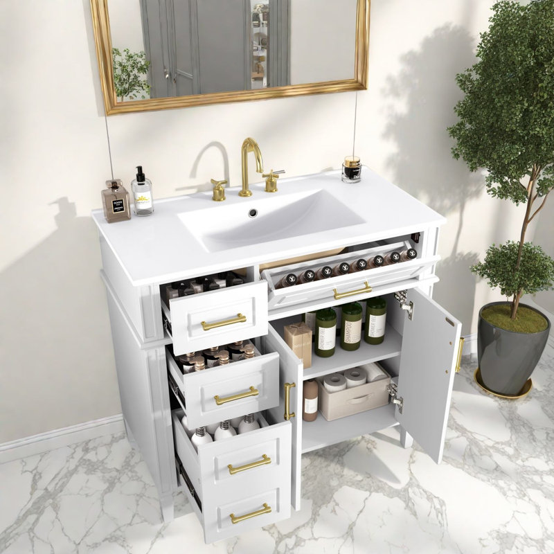 Meuble-lavabo moderne en bois et bois massif (doit inclure à la fois le meuble-lavabo et le lavabo)