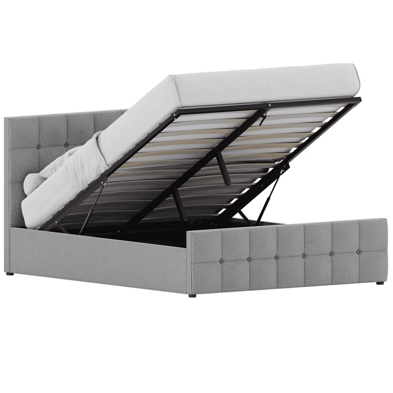 Connell Upholstered Ottoman Bed, UKFR Certified, Light Grey Linen, Kingsize (5')