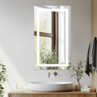 Frameless Anti-fog Led Bathroom Mirror With Frontlight And Backlight, 3 Colors Dimmable Vanity Mirror