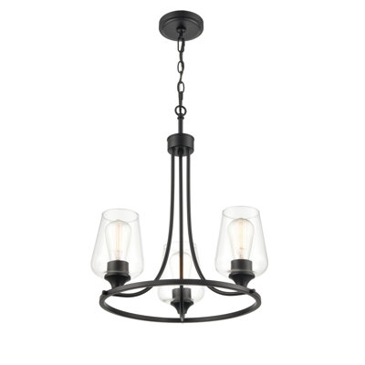 3 - Light Dimmable Wagon Wheel Chandelier