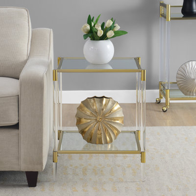 Carlene 2 Tier Acrylic Glass Square End Table by Mercer41