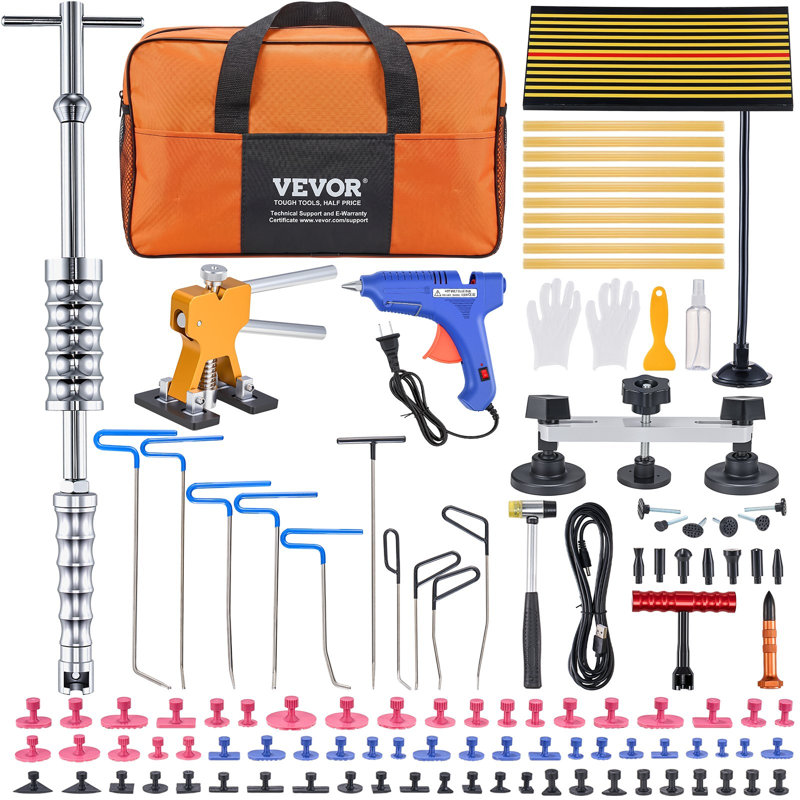 Tiges de retrait de bosses sans peinture, 89 outils de réparation de bosses sans peinture, trousse de réparation de voiture Golden Lifter Puller, languettes d'extraction de colle