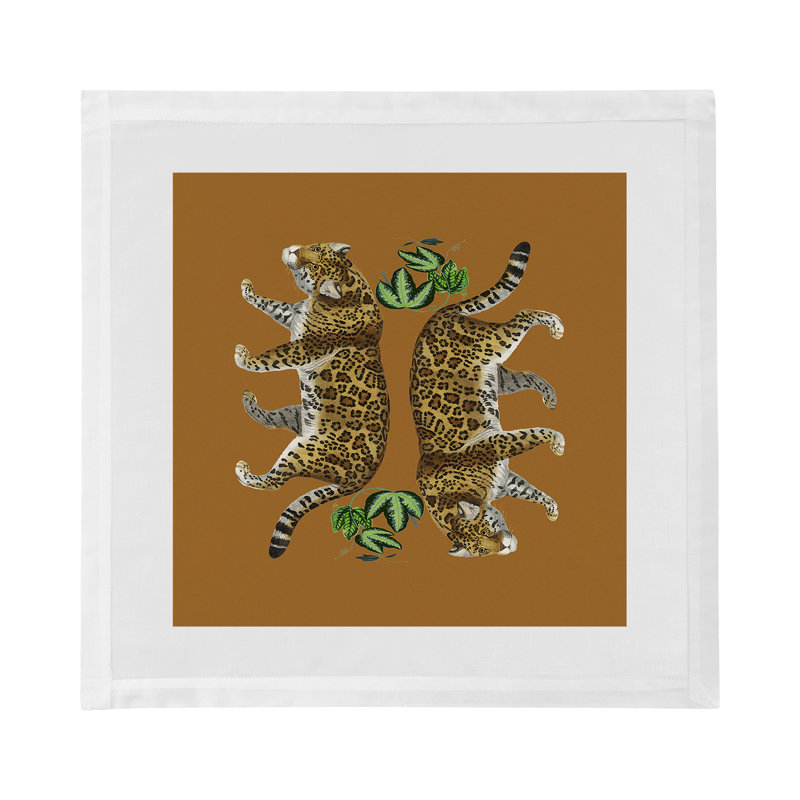 Leopard Seeing Double Cotton Sateen Dinner Napkins, Safri