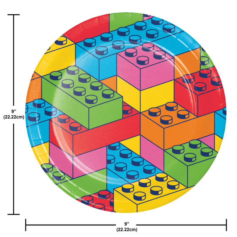 Block Bash Toy Blocks Birthday Plates and Napkins Set, Serves 16.