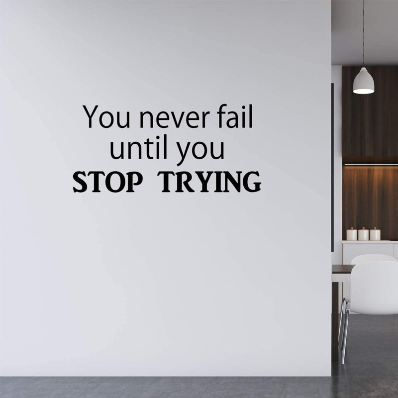 Adhésif mural en vinyle you never Fail until you off, H 19 po x l 40 po