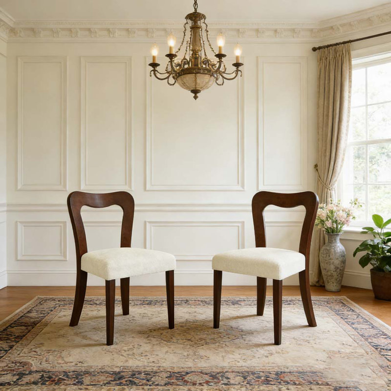 Ensemble de chaises de salle à manger, Beige, noyer