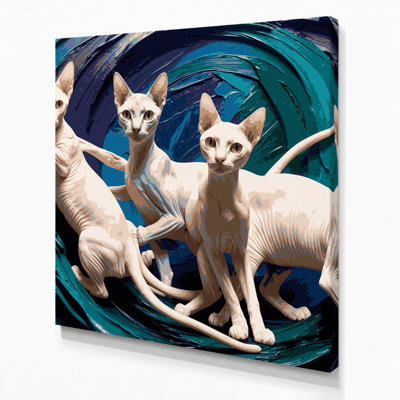 Cats Peterbald, art mural sur toile grise