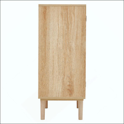 Armoire en rotin, armoire de rangement en rotin avec 2 portes magnétiques et tablettes réglables, armoire buffet pour le couloir, l'entrée, le salon ou la cuisine