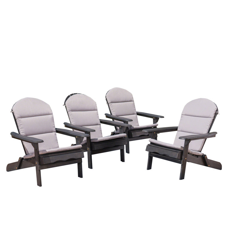 Chaise Adirondack pliante en bois massif Matthias, Gris foncé / Gris
