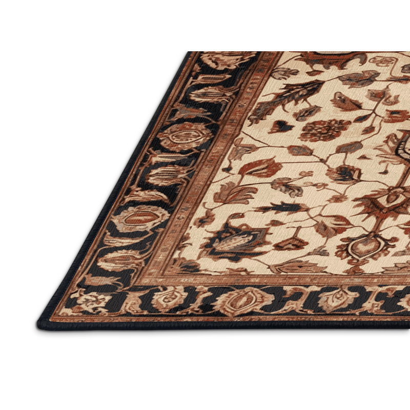Tapis brun lavable à la machine, Rond 5 pi