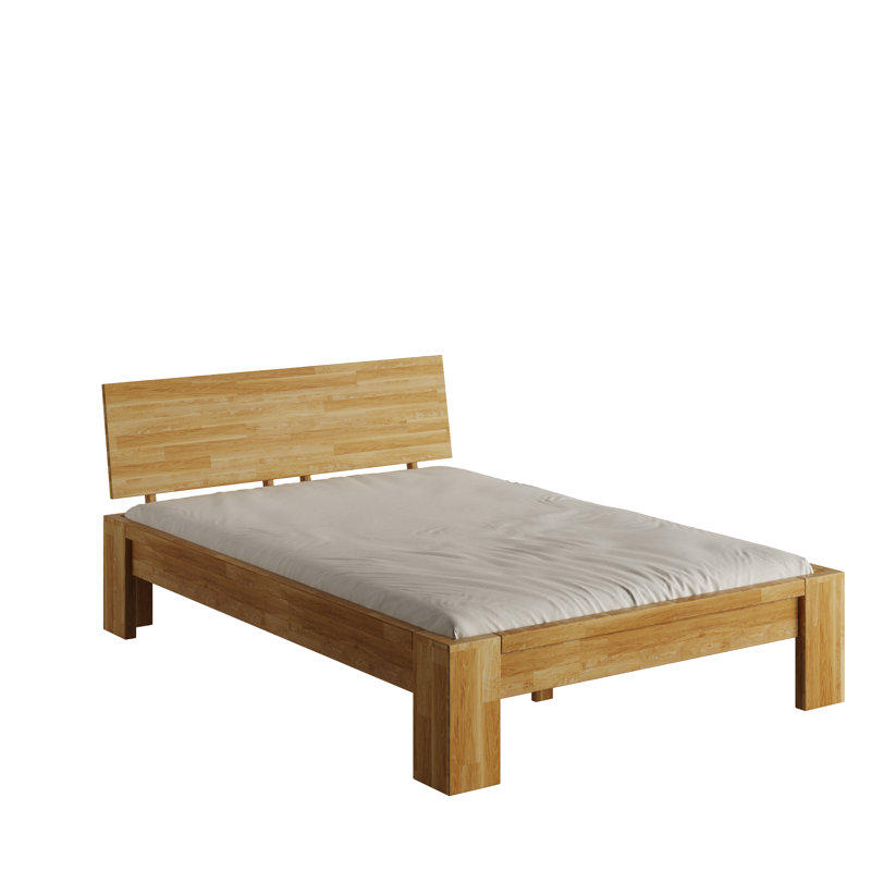 Daezon Solid Wood Bed, European Double (140 x 200cm), Brown