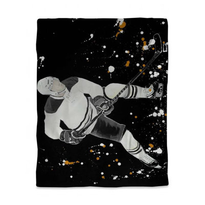 Hockey Player Action Twin Duvet Cover - Sports Bedroom Decor